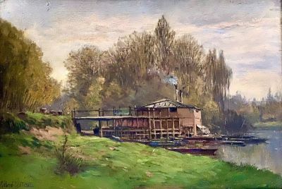 Un nouveau tableau de Gabriel Mathieu au musée, L'embarcadère de Champigny